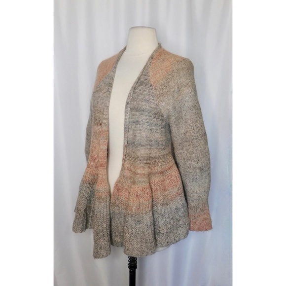 Anthropologie KNITTED & KNOTTED Cody Open Cardigan Peplum Mohair Wool Small - Picture 6 of 14
